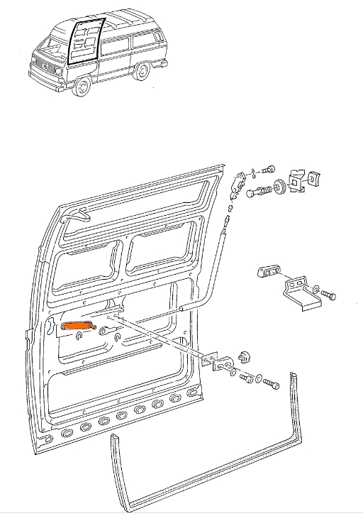 Verbindingsplaat schuifdeurslot T25/T3 bus 251843520 (Hoge schuifdeur)