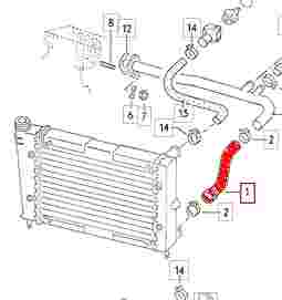 Radiateurslang (motorkoeler naar waterpomp) Golf 2 (1.0 en 1.3) 191121051 