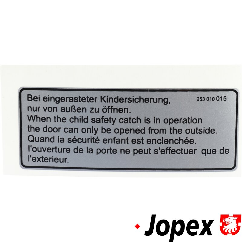 Sticker veiligheid kinderslot T3 253010015