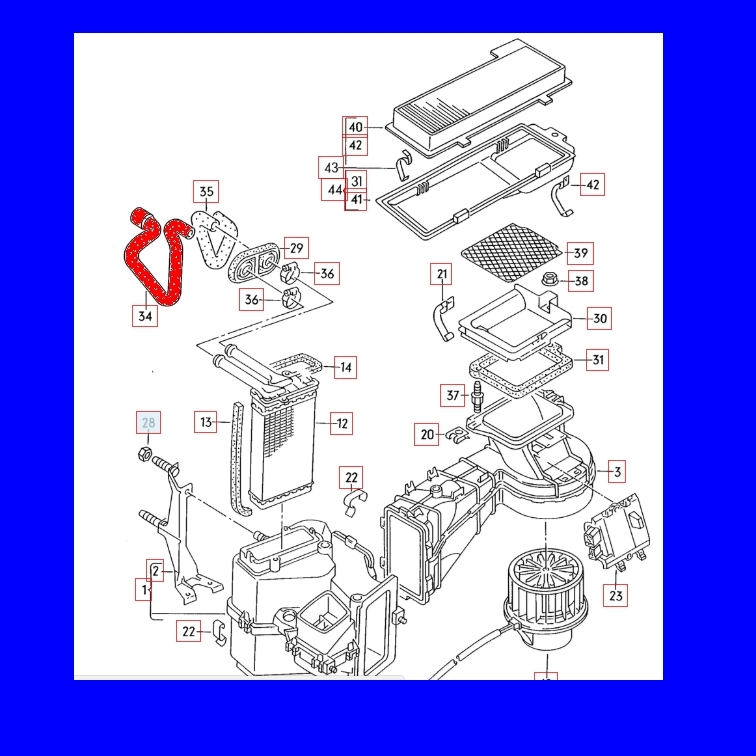 Radiateurslang / koelwaterslang Audi 80 aanvoer, kachelradiateur naar motor 893819371A 