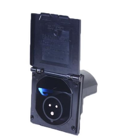 Inbouw stekkerdoos / stroomaansluiting camper zwart CEE 90x78x80mm Inbouw stekkerdoos / stroomaansluiting camper zwart CEE 90x78x80mm