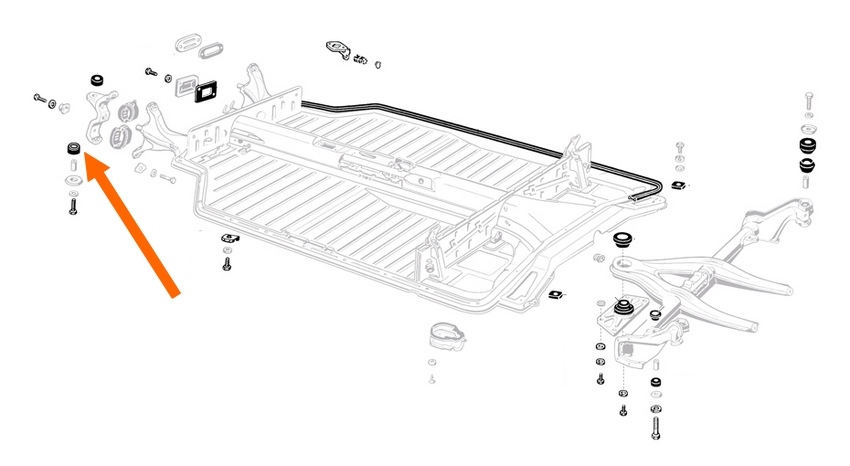 Rubber tussen vooras & carrosserie, onderaan- Type 3  311899117