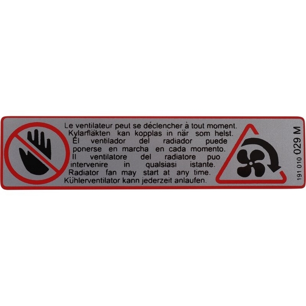 Sticker - Koelventilator waarschuwing 191010029M