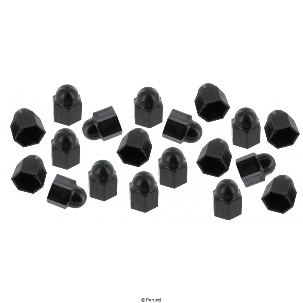 Velgboutkapjes zwart 20 stuks. voor standaard wielbouten (19 mm sleutelmaat) 