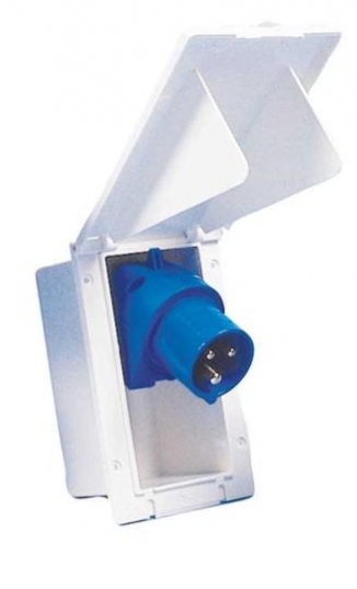 Inbouw stekkerdoos / stroomaansluiting camper wit CEE 70x135x68mm Inbouw stekkerdoos / stroomaansluiting camper wit CEE 70x135x68mm