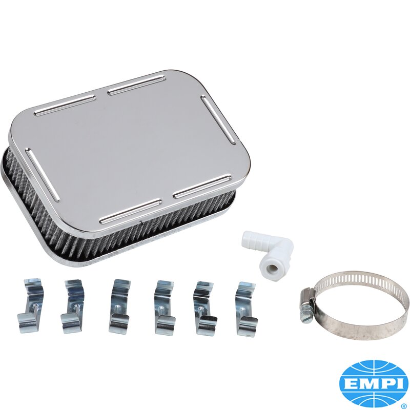Luchtfilter rechthoekig, 50.8mm hoog, klembevestiging. voor standaard VW Carburateurs