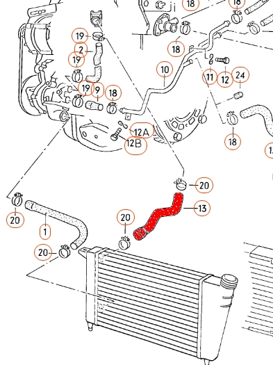 Bovenste radiateurslang Golf 1 / Jetta / Scirocco 171121101AH 