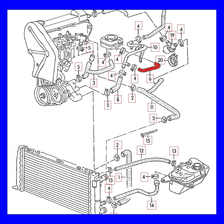 Radiateurslang Audi 80 026121058D 