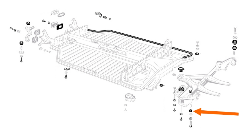 Rubber tussen achteras & chassis, onderaan - Type 3 311705689