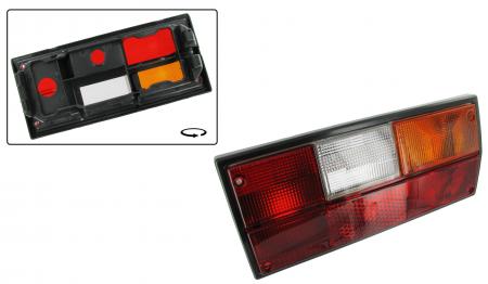 Achterlicht lens Europees oranje/rood/helder rechts. T25/T3 bus 251945112D zonder E-keur
