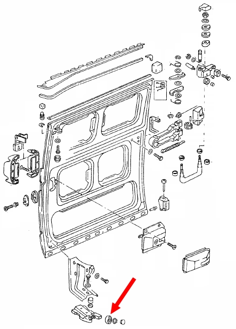 Schuifdeurrollager verticaal onder T25/ T3 bus 251843419