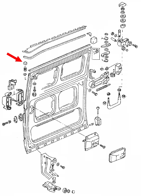 Schuifdeur geleider bovenaan, Nylon T25/ T3 bus 251843423