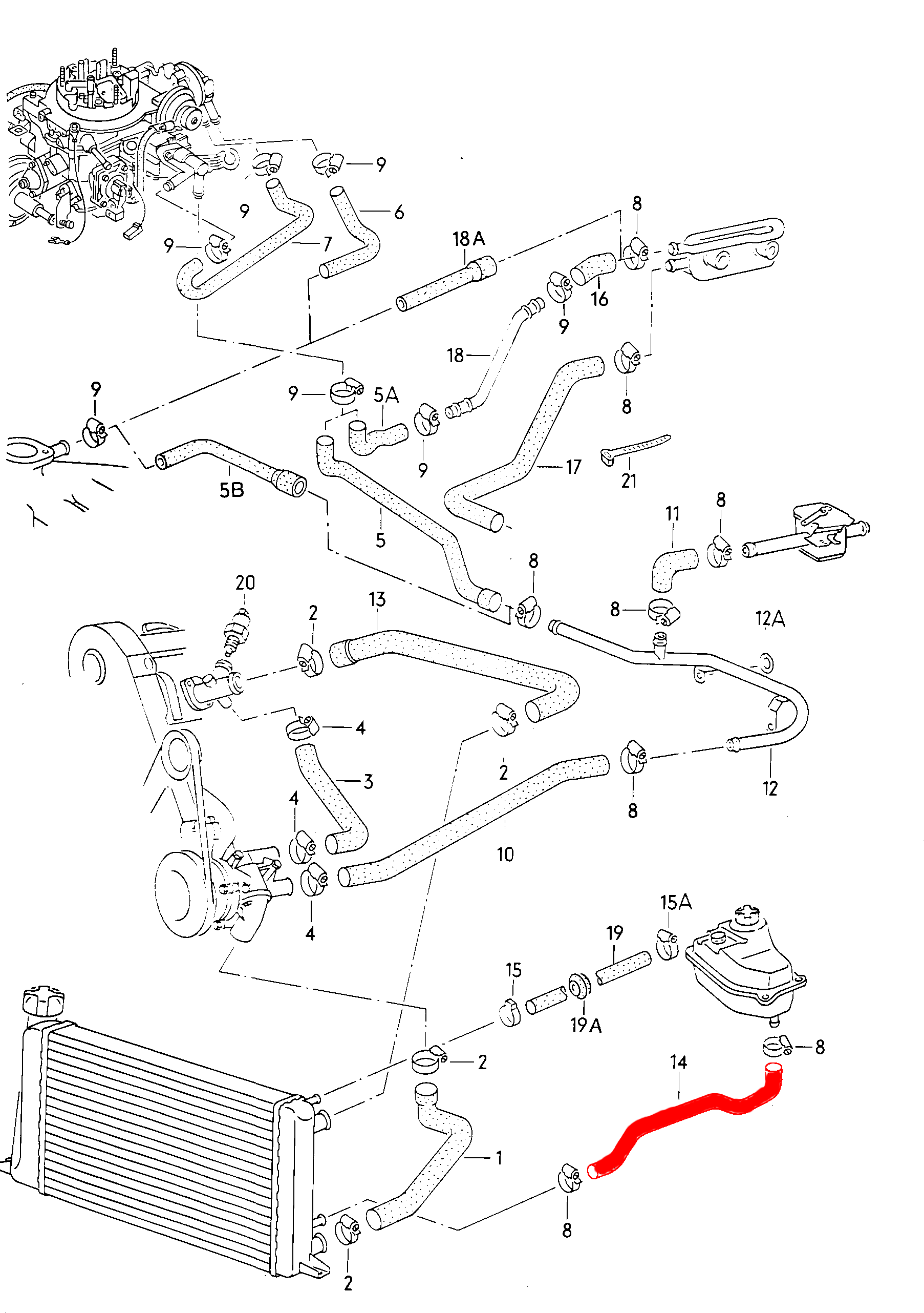 Radiateurslang Audi 80 (expansievat naar waterslang) 811121109K 