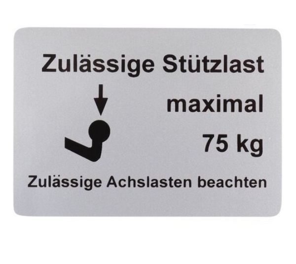 Sticker trekhaak kogeldruk maximaal 75kg