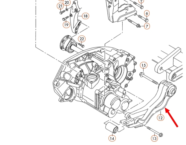 Versnellingsbaksteun T4 7D0399207B               