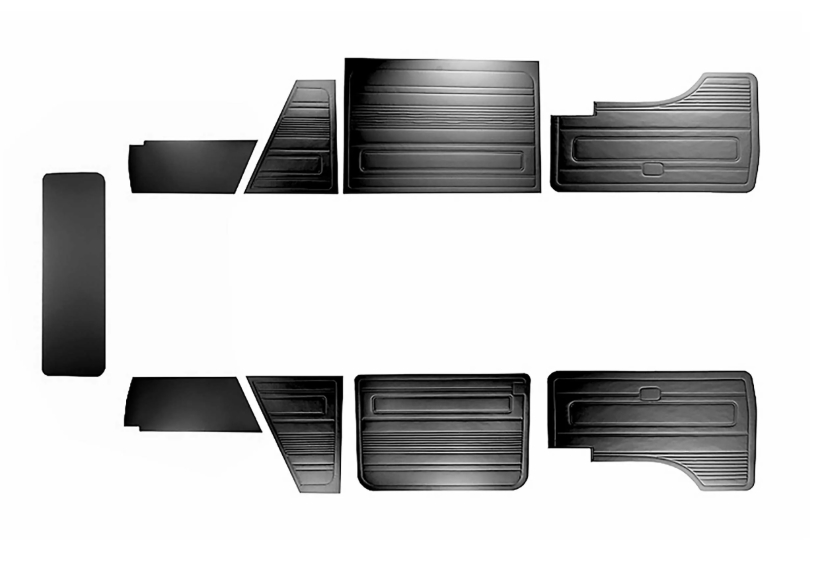 Bekledingspanelen set zwart vinyl 9 delig. T25/T3 Bus T/M 07/84