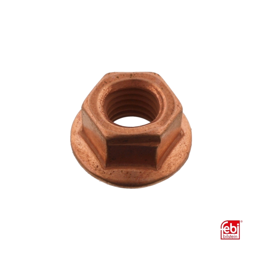 M8 Moer: (M8x1.25) koper zelfborgend met vlakzadel voor o.a. uitlaatspruitstuk (Per stuk)