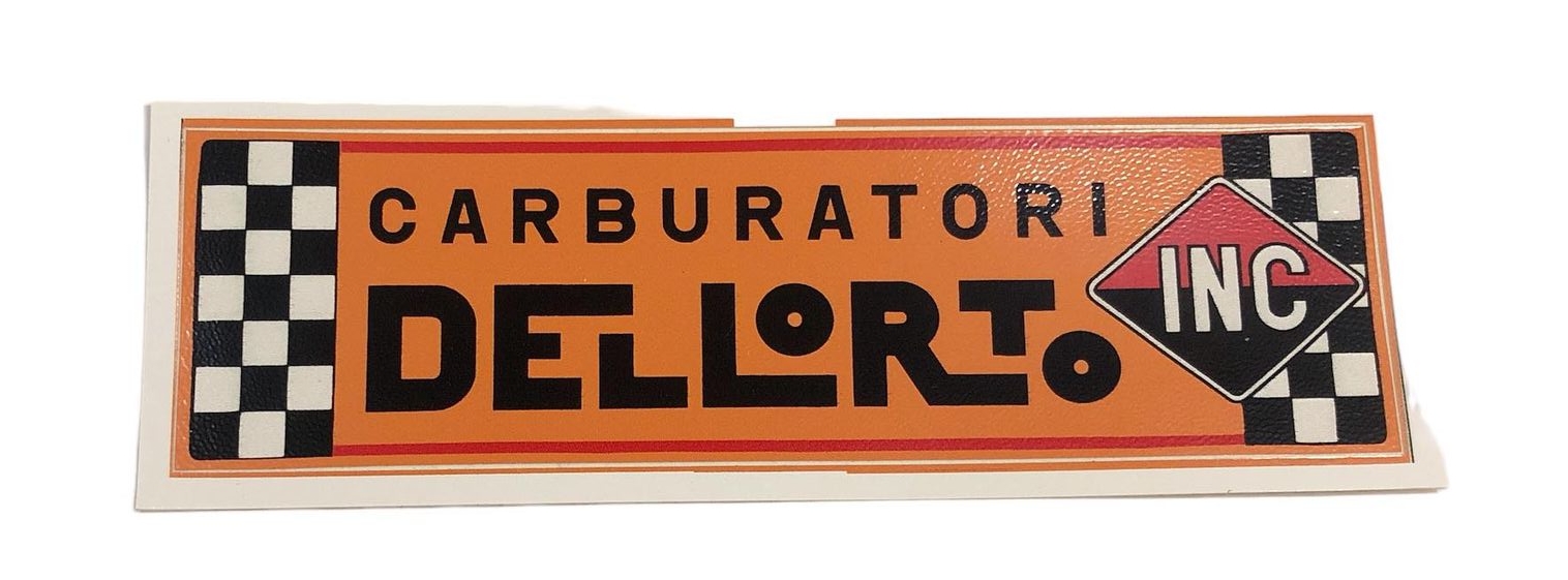 Sticker "DELLORTO" 17.5x5cm (buitenzijde)