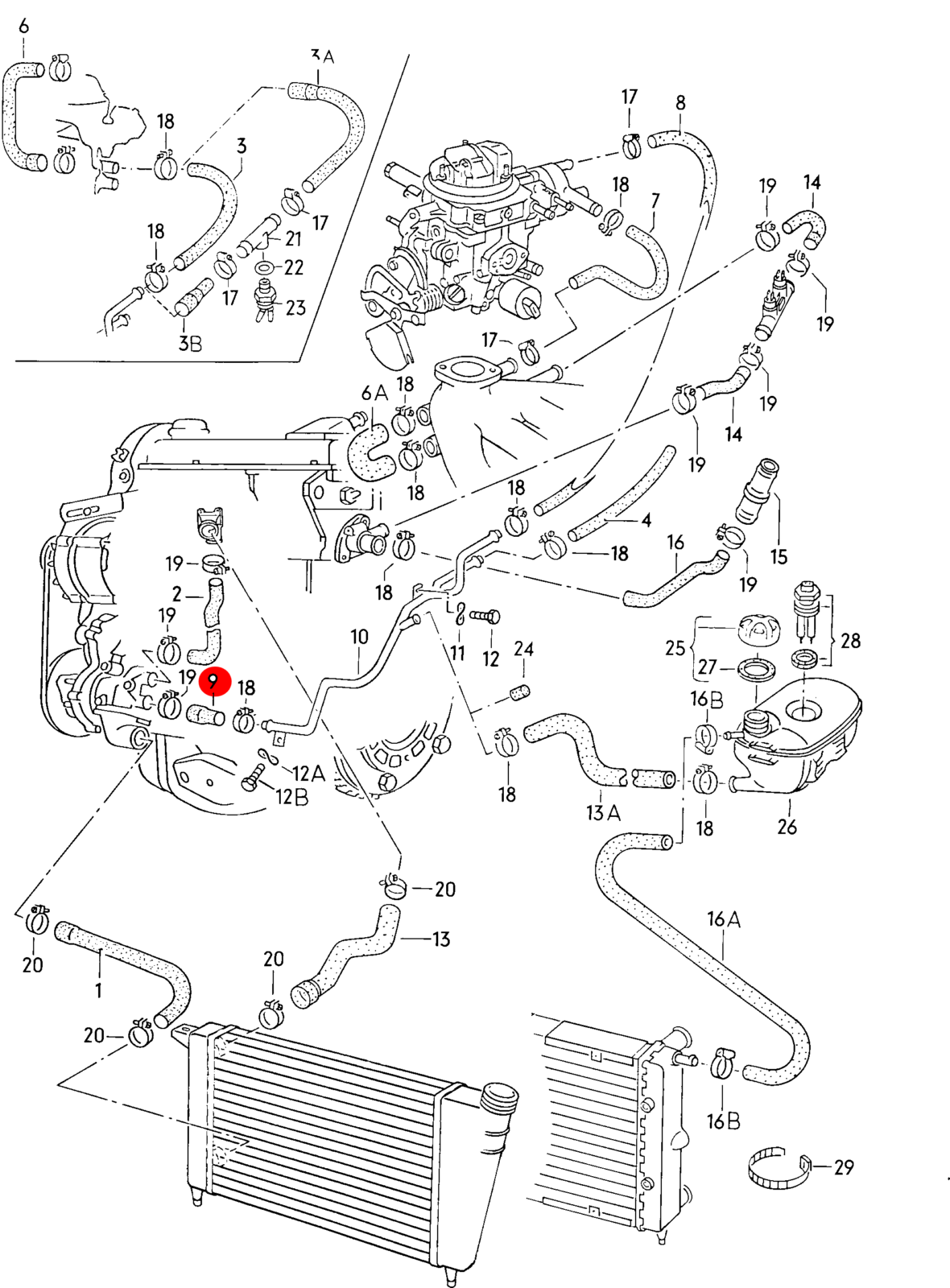 Radiateurslang (waterpomp naar slang) Golf 2 / Scirocco  027121063C