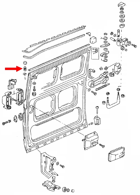 Schuifdeur pen bovenaan T25/ T3 bus 251843441