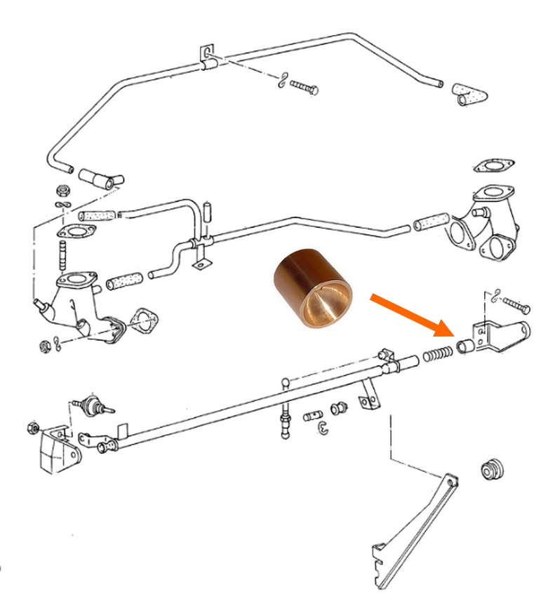 Gasstang kogelpin (messing). Type 4 1700 cc (CA,CE) - 1800 cc (AP) - 2000 cc (CJ,CU) 021129957