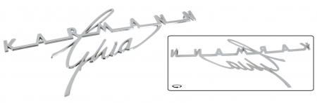 Motorklep embleem `Karmann Ghia` manuscript 343853905