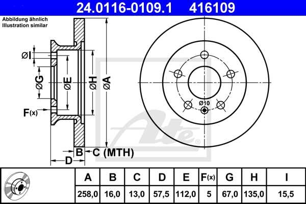 Remschijf vooras T3 syncro 258 x 16 251407615B ATE