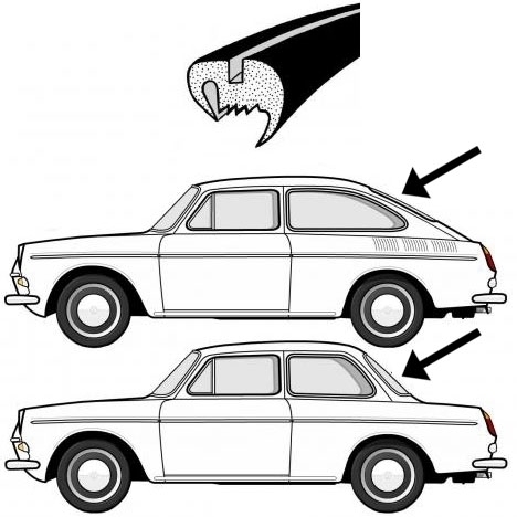 Achterruitrubber Cal-look. Type 3 Fastback + Notchback 