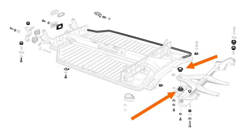 Rubber tussen achteras & chassis centraal, bovenaan/onderaan - Type3  311705683