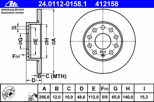 Remschijvenset achteras (Set L + R), 256x12 mm,5x112 (ATE)