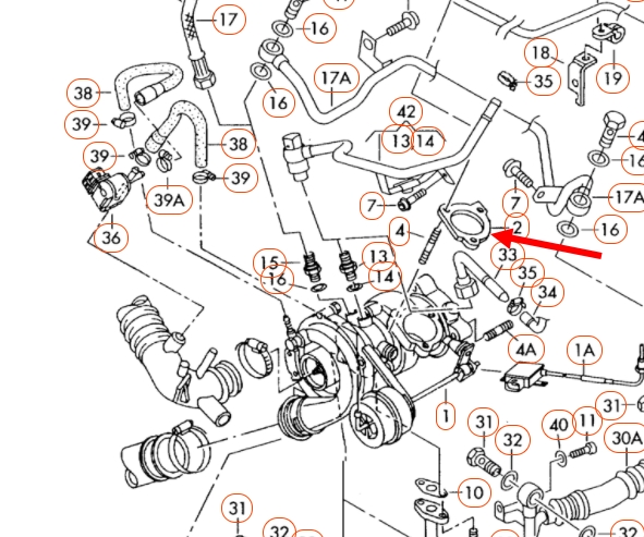 Pakking voor Turbo 1.8T 06A253039E