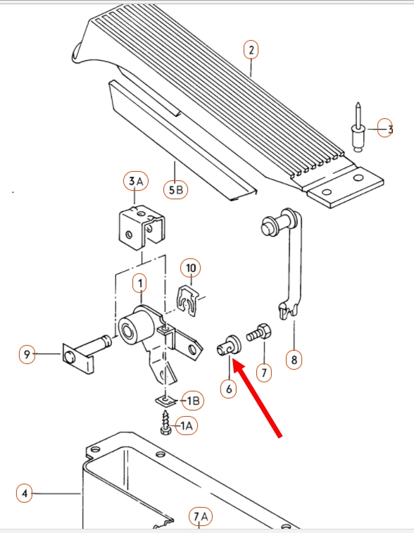 Spanbout / Pin gaspedaal T3 bus 251721577