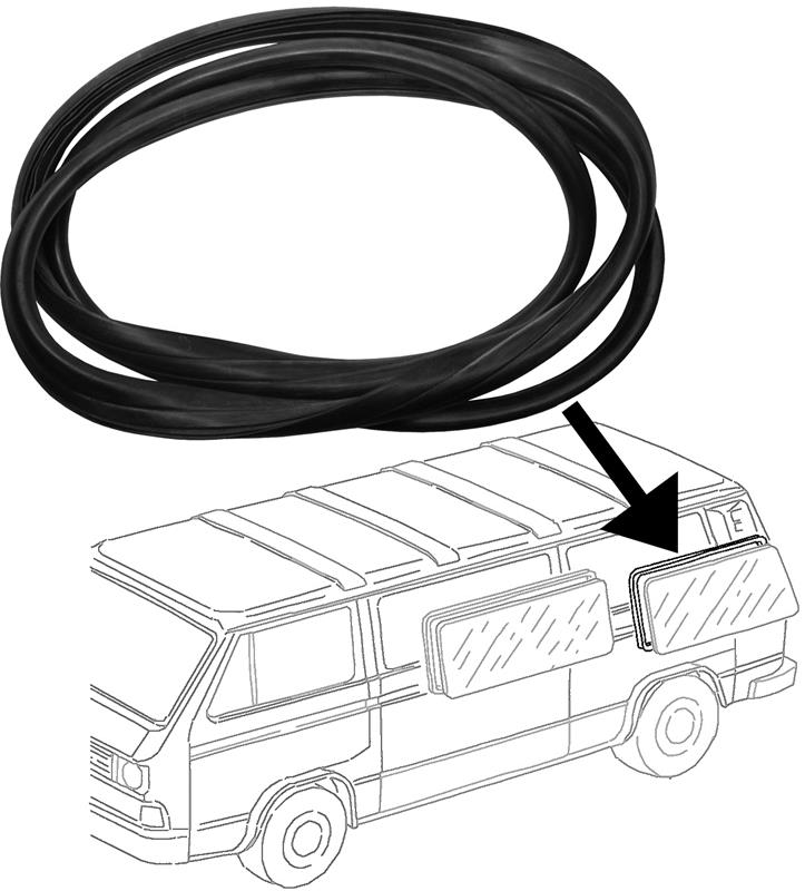 Zijruitrubber achter zonder lijstgroef    T3 (T25) 253845341       Zijruitrubber achter zonder lijstgroef    T3 (T25) 253845341