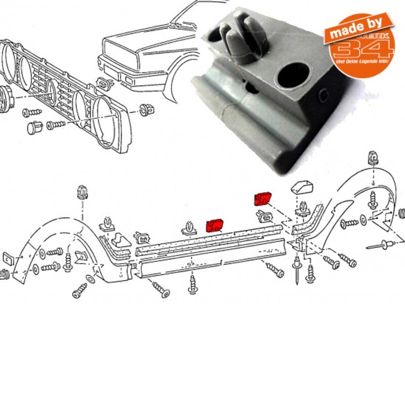 Clip voor dorpellijst Golf 1 cabrio 155853147A