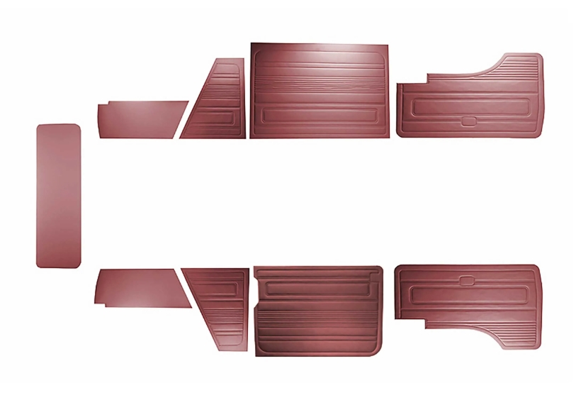 Bekledingspanelen set Burgundy vinyl 9 delig. T25/T3 Bus 08/84-08/92 