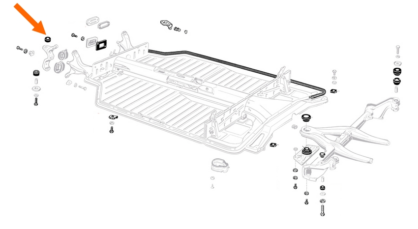 Rubber tussen vooras & carrosserie, bovenaan - Type 3  311899115