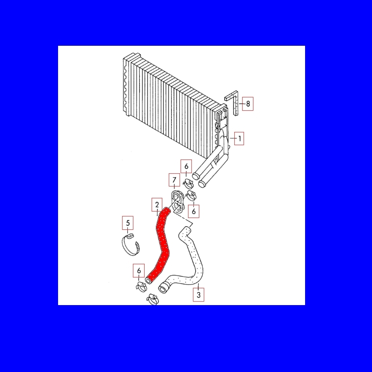 Radiateurslang / koelwaterslang Audi 80 retour, kachelradiateur naar motor 893819375E 