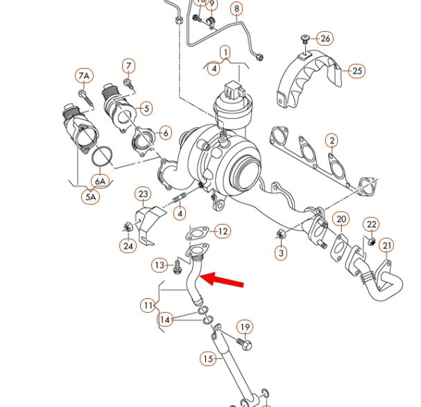 Olieretourleiding 2.0 diesels 03G145736F