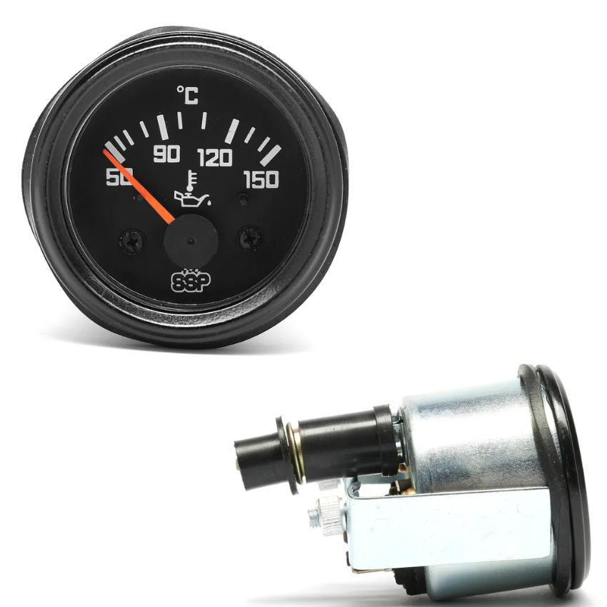 Olietemperatuurmeter 50-150 °C Ø 52 mm (SSP) zwart 12volt