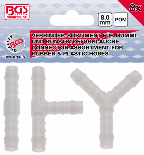 Assortiment slangverbinders, 8 mm