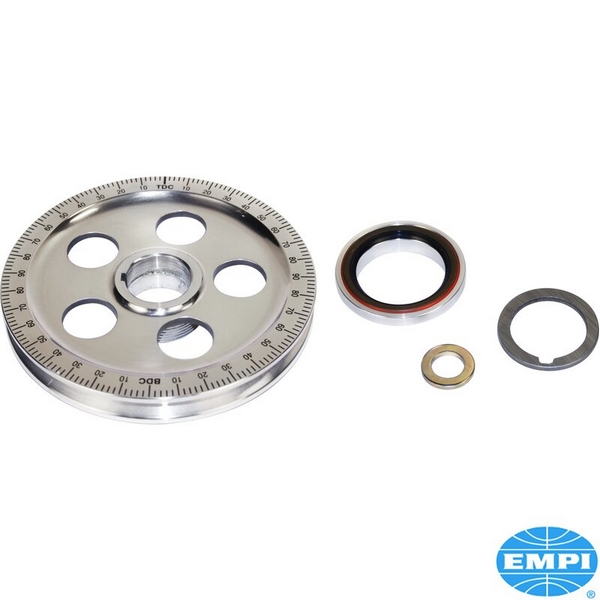 Power krukaspoelie, Sandseal bolt-in met zwarte gradenverdeling 170MM Power krukaspoelie, Sandseal bolt-in met zwarte gradenverdeling 170MM