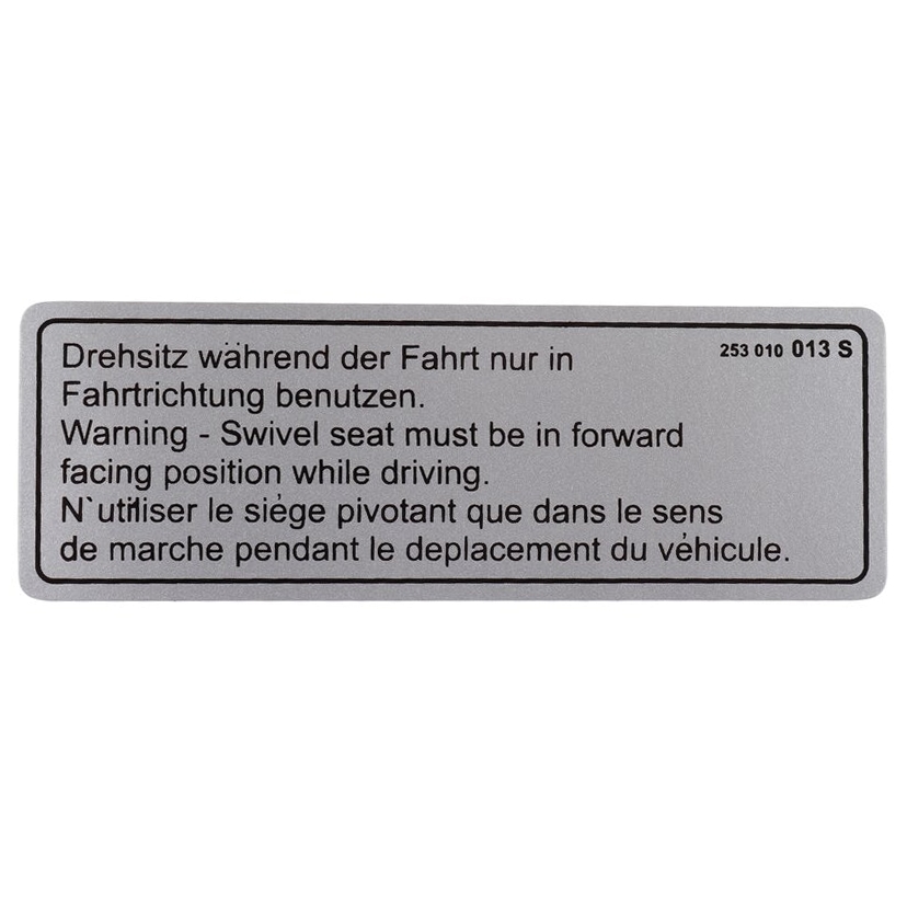 Sticker - T3 bus  Westfalia  Swivel Seat Warning