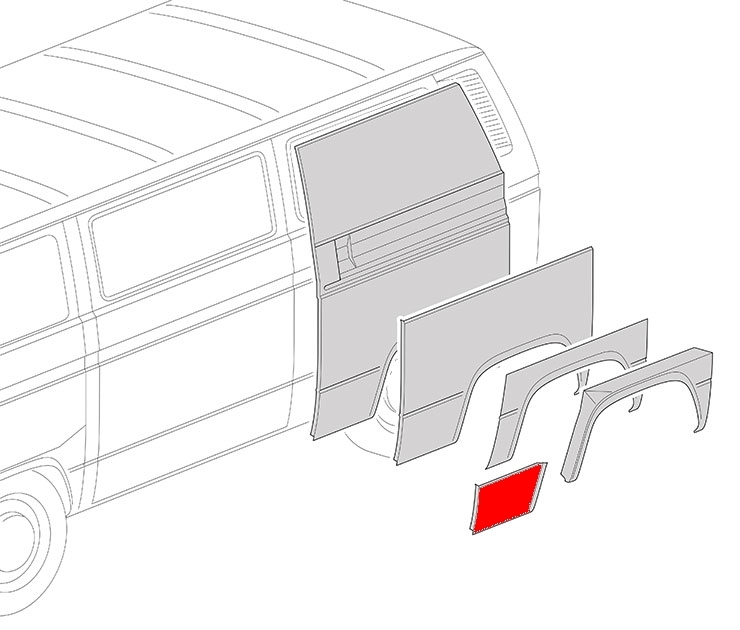 Paneelplaat voor achterwiel links  T25 / T3 bus A kwaliteit