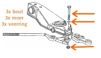Stang / Steun wielophanging montageset (T25/ T3 t/m modeljaar1984) Stang / Steun wielophanging montageset (T25/ T3 t/m modeljaar1984)