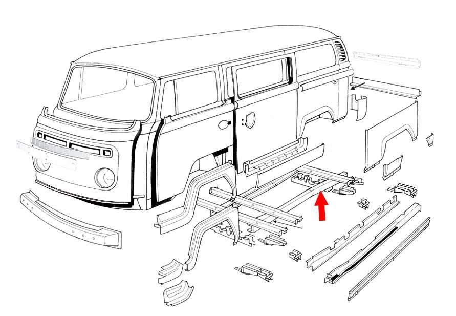 Chassisbalk midden achter vooras links - Bus 08/67-07/79