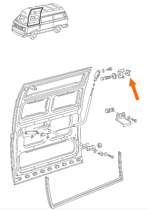 Schroefplaat T25/T3 bus 251843516 (Hoge schuifdeur)