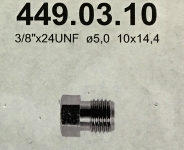 Wartelmoer 3/8"x24UNF, bor. 5 mm, Lengte 14,4 mm, Sleutel 10 (J)