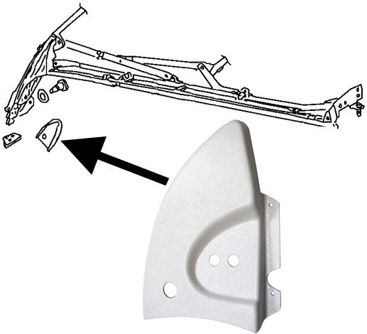 Plastic afdekking scharnier cabrio dak Kever, links, wit 151871197E