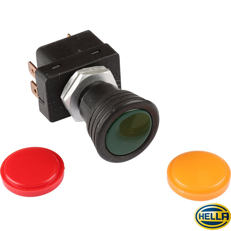 Aan/uit trekschakelaar met een groene, gele en rode lens Aan/uit trekschakelaar met een groene, gele en rode lens