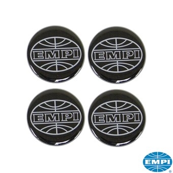 Empi logo set voor Wieldop  zwart/ zilver, Ø43 mm, 4 stuks
